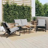 5-Piece Balcony Furniture Set – Black Steel with Cushions Prime Mart
