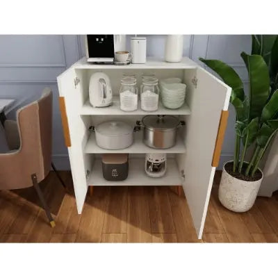 Modern White Sideboard Cabinet with Gold Handles Prime Mart
