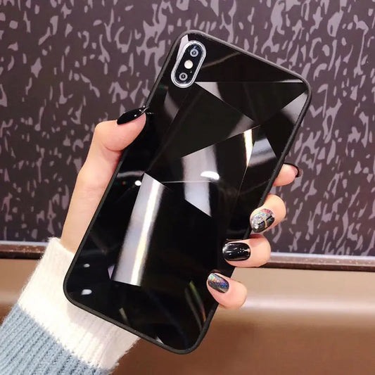 Compatible With Apple, Glitter Diamond Texture  Case For  X XS Max XR 7 Plus Mirror Acrylic Back Cover Cases For  6 S 7 8 Plus Prime Mart