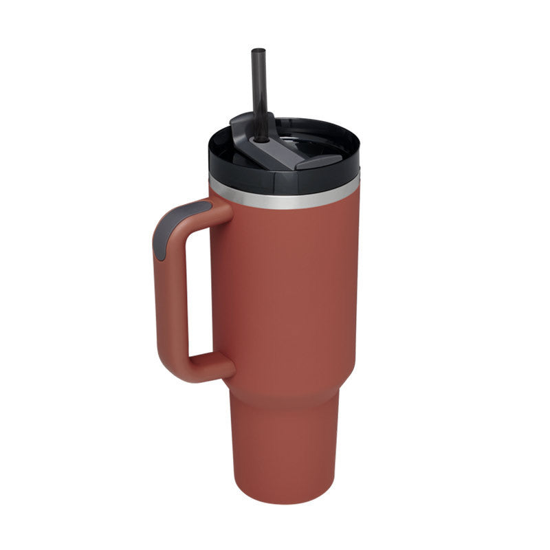 40oz Insulated Tumbler with Handle & Straw – Spill-Proof Travel Mug