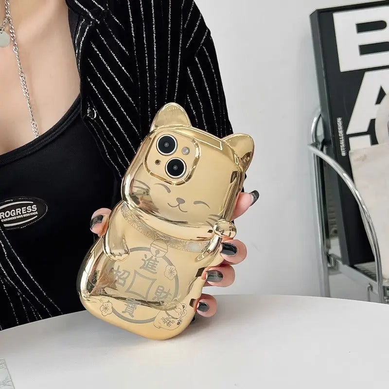 Luxury Chinese Style Electroplated Fortune Cat Phone Case New Female Prime Mart