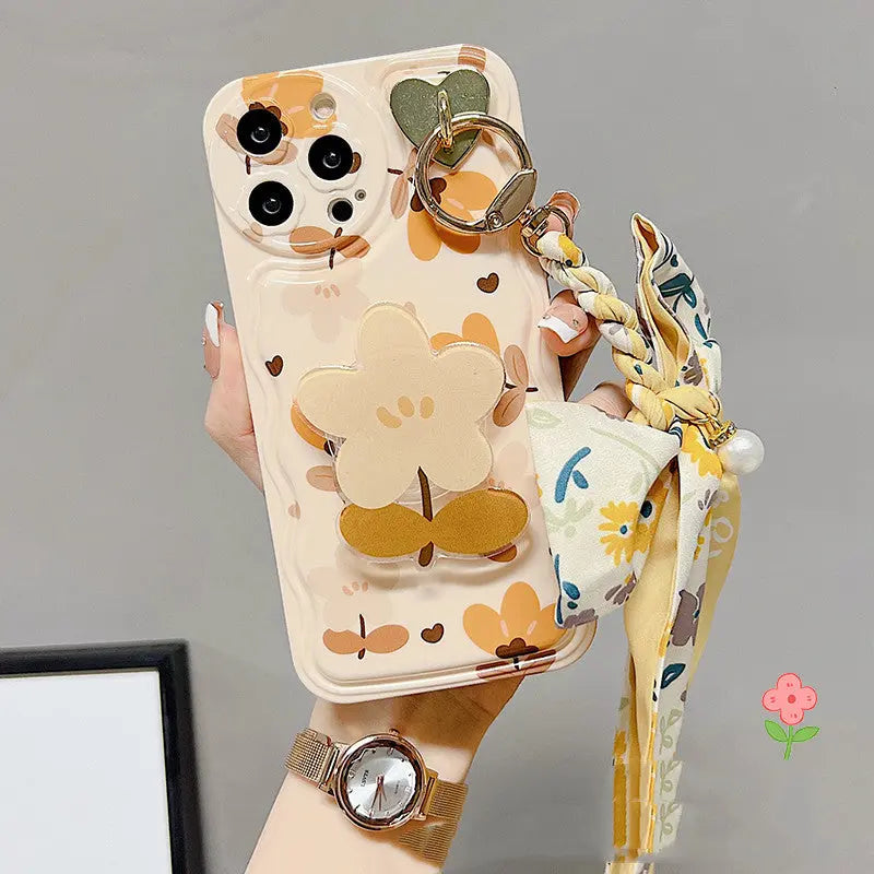 Autumn Leaves And Flowers With Bow Silk Scarf Phone Cases - Prime Mart Prime Mart