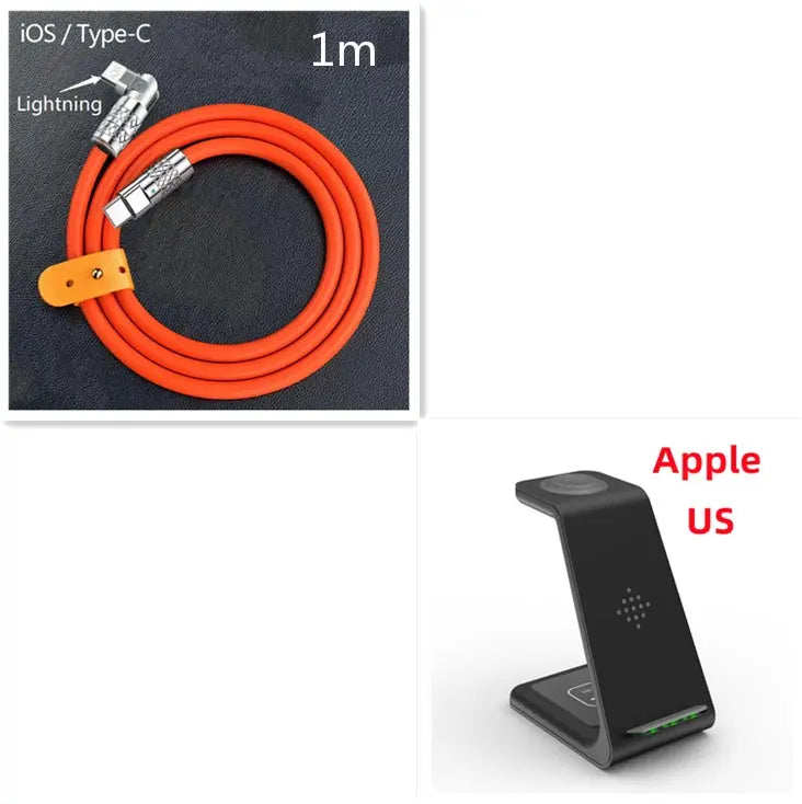 Prime Mart 3-in-1 Fast Charging Station – Wireless Quick Charge Dock & Phone Stand Prime Mart
