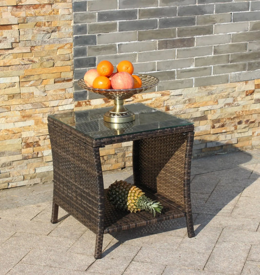 Outdoor Patio Furniture 1 Coffee Table With Clear Tempered Glass Prime Mart