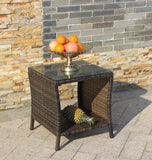 Outdoor Patio Furniture 1 Coffee Table With Clear Tempered Glass Prime Mart