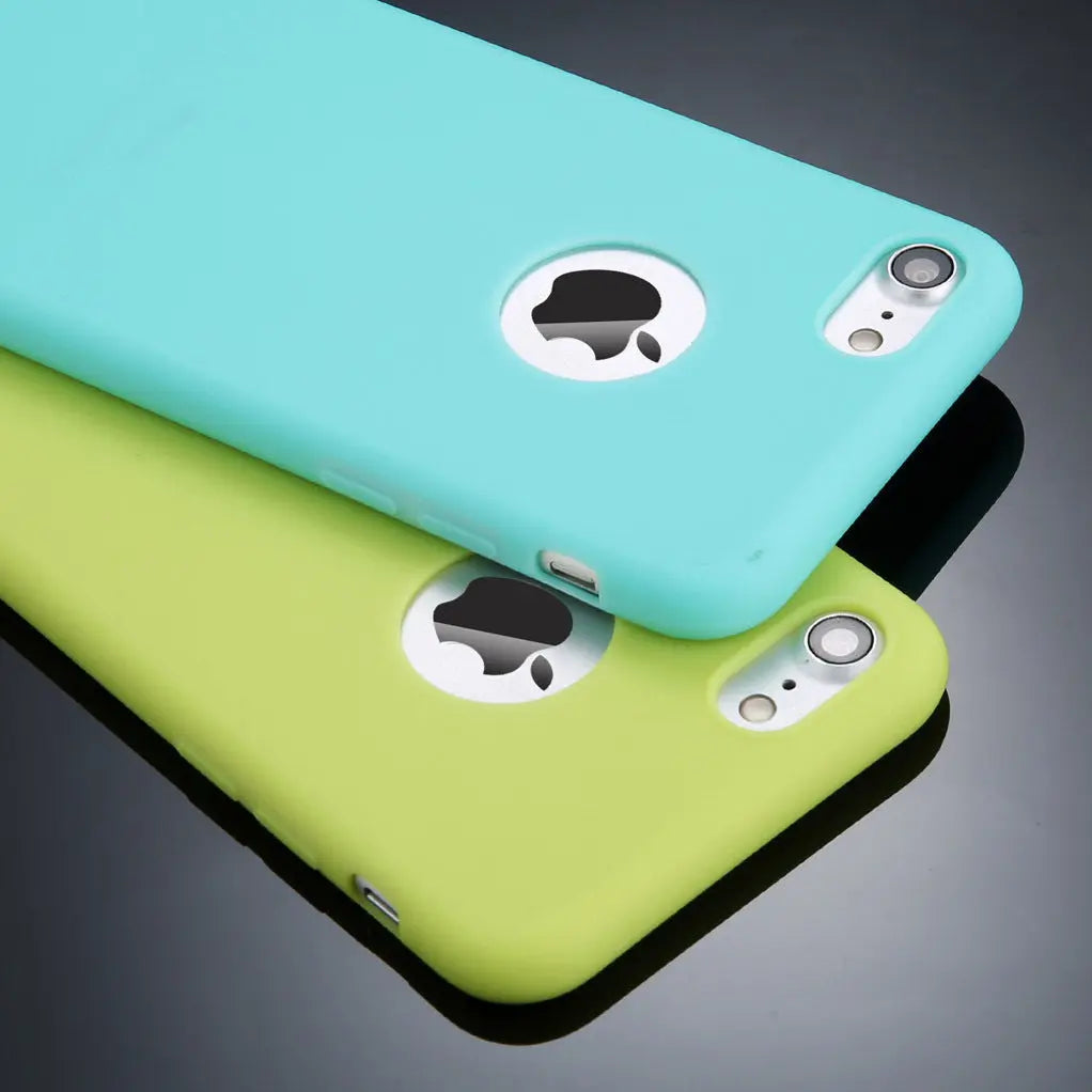 Compatible with Apple, Candy Color Phone Case For iPhone 7 Plus Plain Soft Silicon TPU Back Cover Cases For iPhoneX 7 6 6S Plus 5 5S SE Case Coque Prime Mart