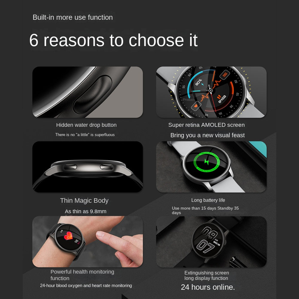 LA17 Smartwatch – AMOLED Round Screen Women’s Health Tracker