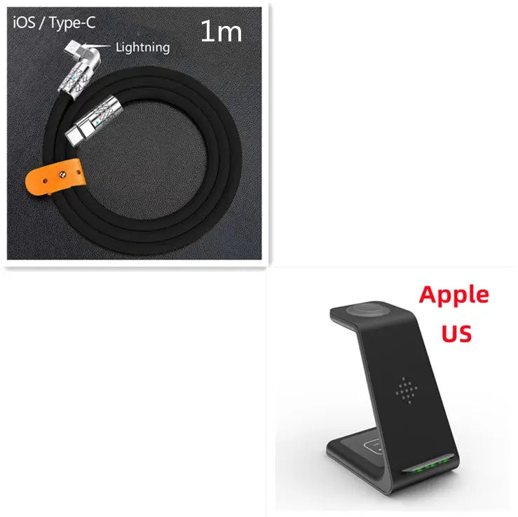 Prime Mart 3-in-1 Fast Charging Station – Wireless Quick Charge Dock & Phone Stand Prime Mart