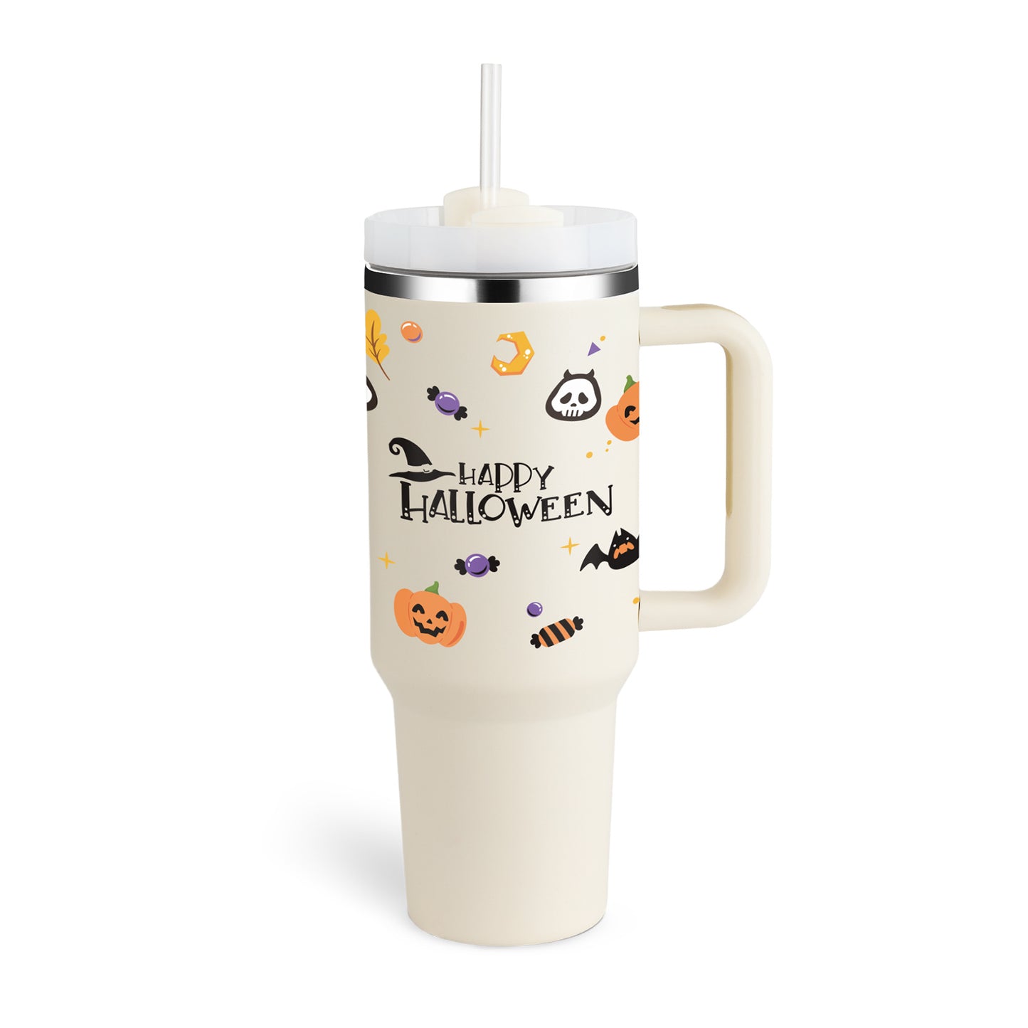 40oz Insulated Tumbler with Handle & Straw – Spill-Proof Travel Mug