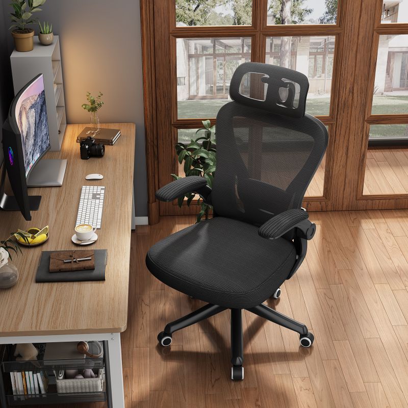 Ergonomic Black Swivel Office Chair – High Back Mesh with Adjustable Headrest