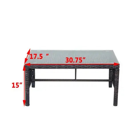 Outdoor Patio Coffee Table – Clear Tempered Glass Table Prime Mart