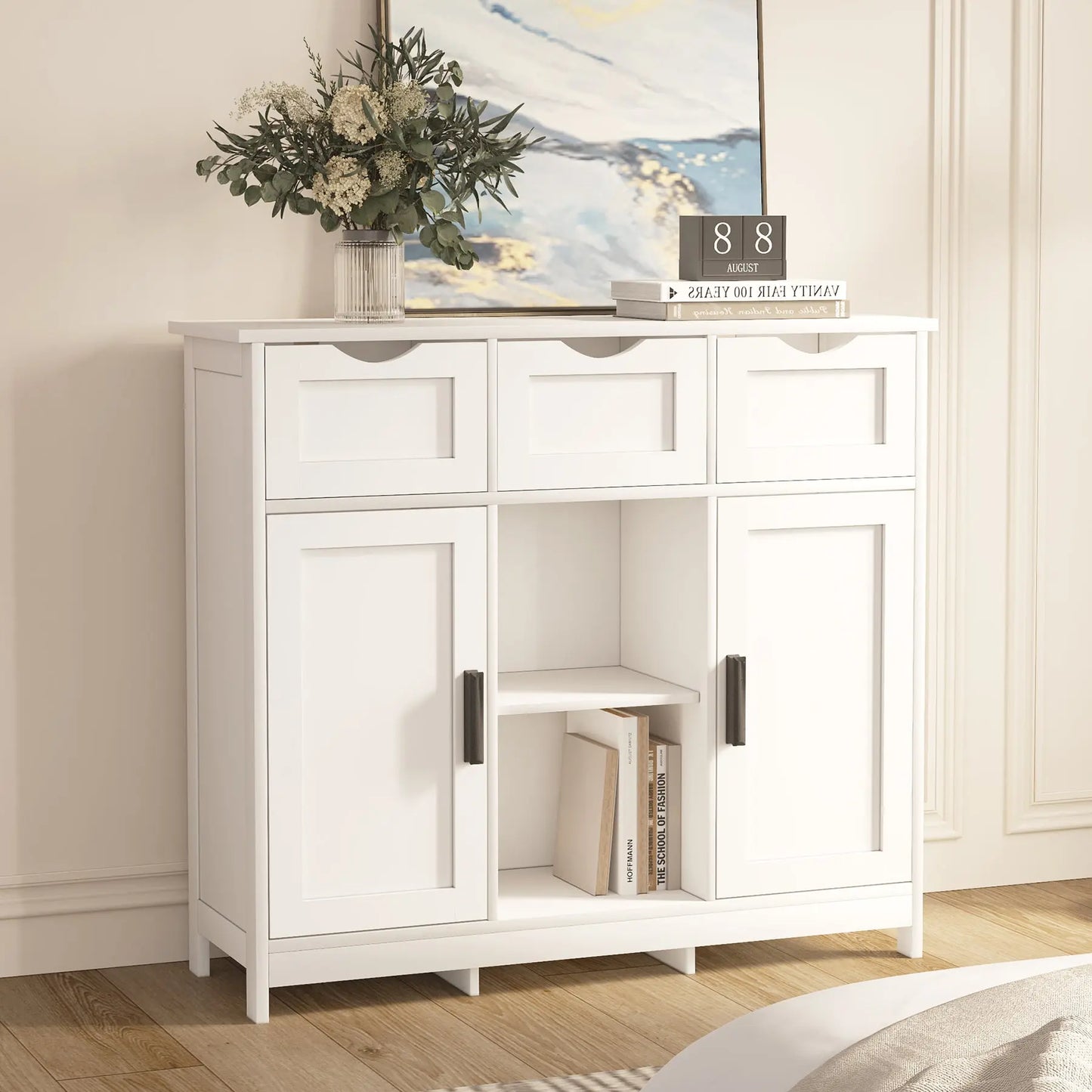 Cabinets With Drawers And Shelves, Living Room, Bedroom, Bathroom Decor Cabinets Furniture Home Decor - White Prime Mart
