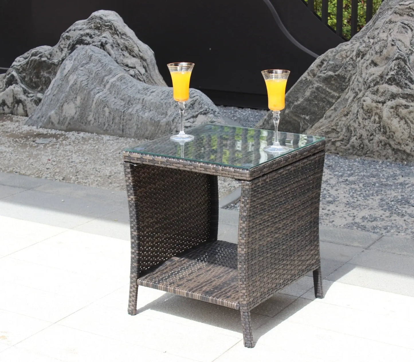 Outdoor Patio Furniture 1 Coffee Table With Clear Tempered Glass Prime Mart