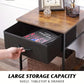 Rustic Black Metal Nightstand with Fabric Drawer TM