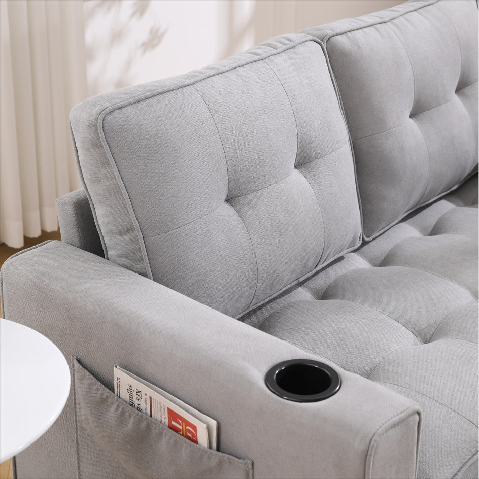 3-in-1 Upholstered Futon – Foldable Convertible Sofa Bed with Pull-Out Sleeper