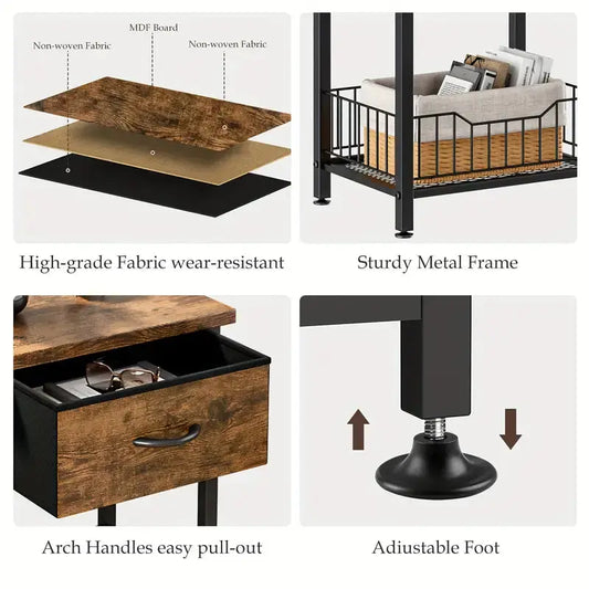 Versatile Bedside Table Organizer - Brown TM