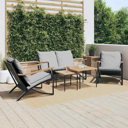 5-Piece Balcony Furniture Set – Black Steel with Cushions Prime Mart