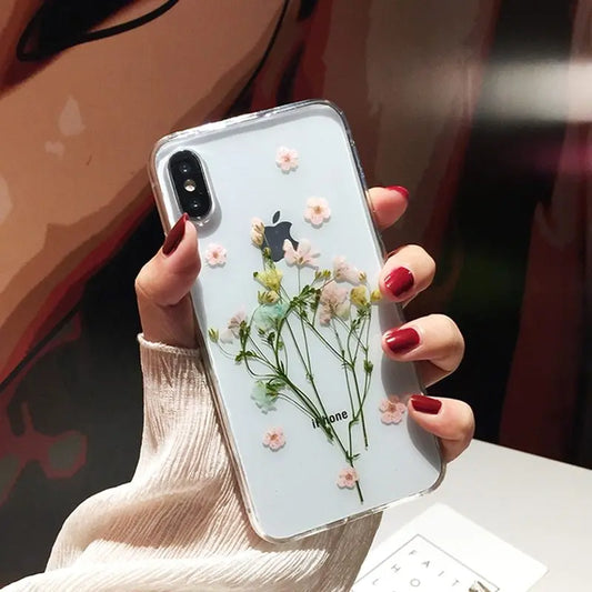 Compatible With Compatible With  , Qianliyao Dried Real Flower Cases For I  XR Case Handmade Clear Soft Back Cover For Prime Mart