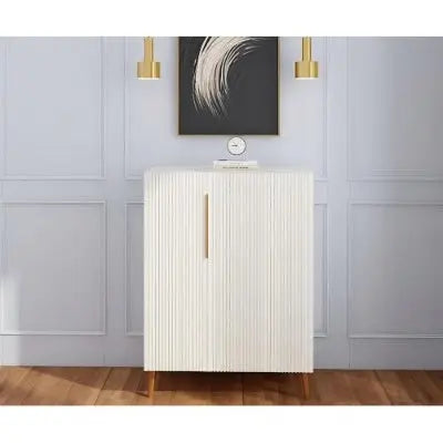 Modern White Sideboard Cabinet with Gold Handles Prime Mart
