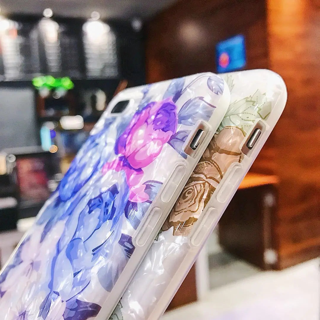 Compatible with Apple, Dream Shell Phone Case For iPhone X XS Max XR Rose Flower Back Cover Cases for iPhone 7 8 6 6s Plus Soft TPU Silicon Capa Prime Mart