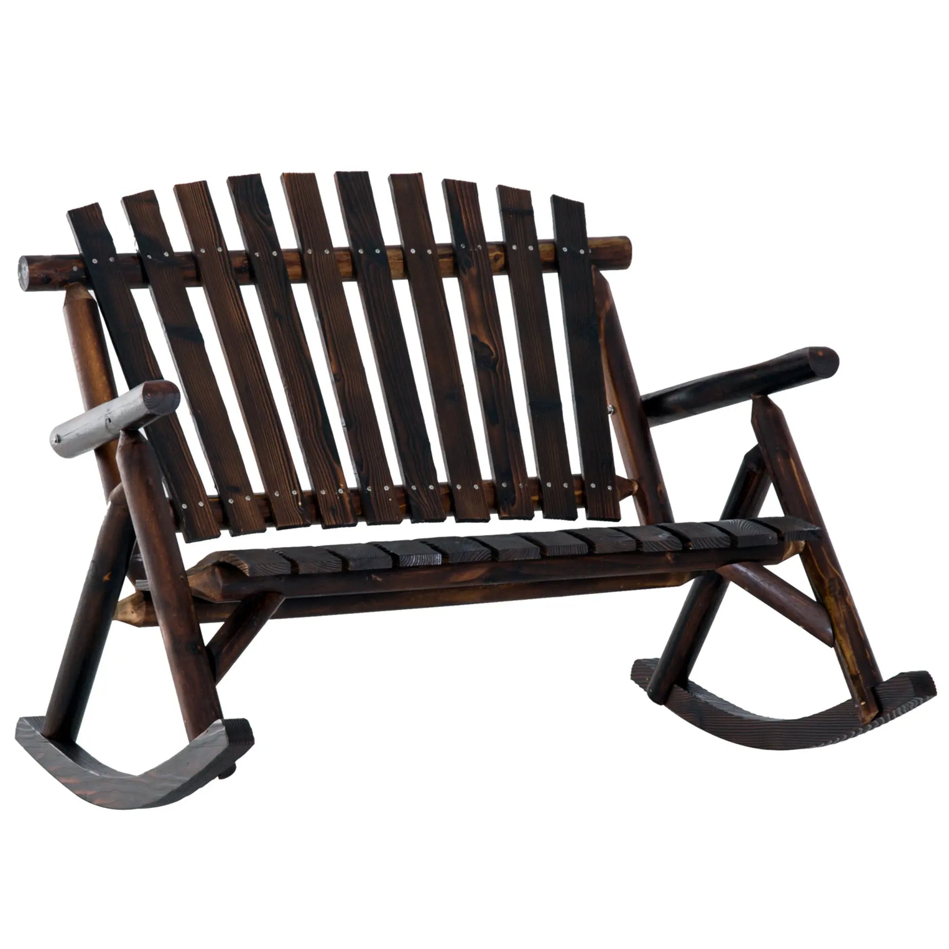 Classic Wooden High-Back Rocker – Outdoor Garden Chair Prime Mart