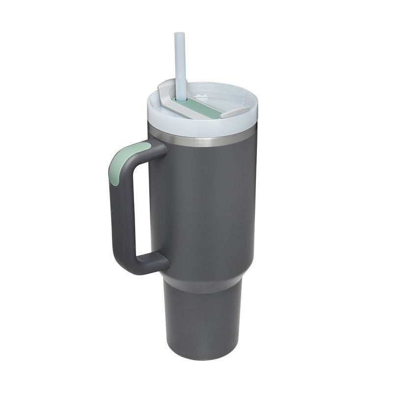 40oz Insulated Tumbler with Handle & Straw – Spill-Proof Travel Mug