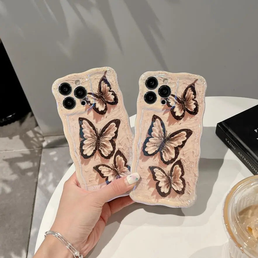 Wave Pattern Blue Light Butterfly Pattern Phone Case Prime Mart
