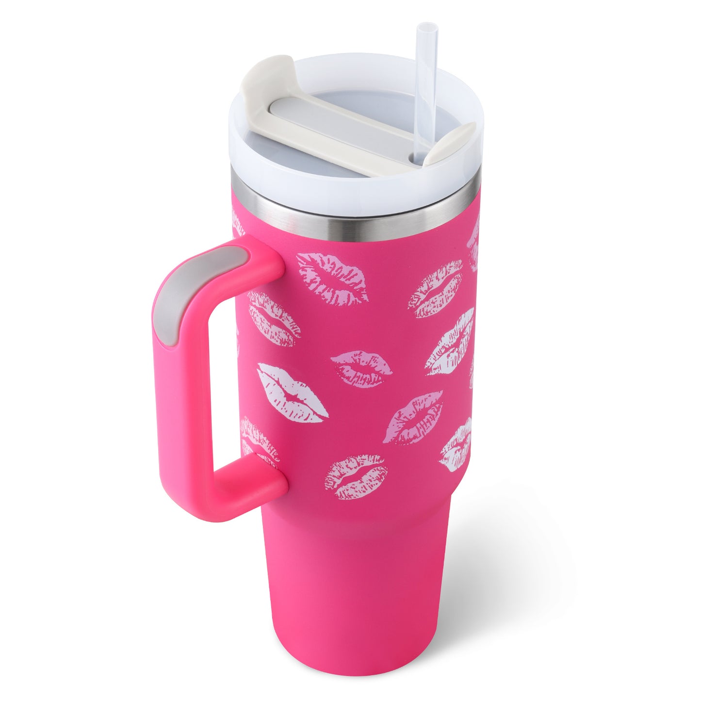 40oz Insulated Tumbler with Handle & Straw – Spill-Proof Travel Mug