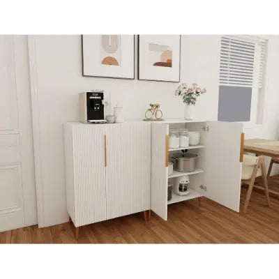 Modern White Sideboard Cabinet with Gold Handles Prime Mart
