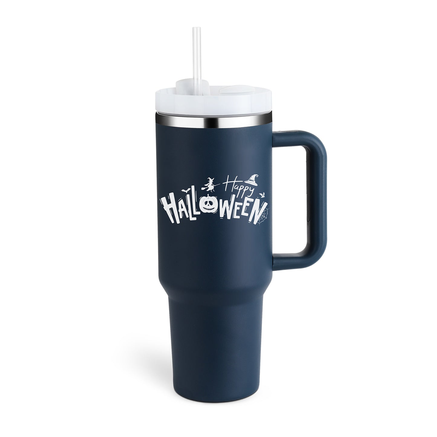 40oz Insulated Tumbler with Handle & Straw – Spill-Proof Travel Mug