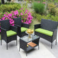 4PC Rattan Patio Set – Outdoor Wicker Sofa with Cushions Prime Mart