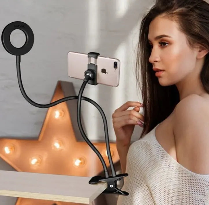 Prime Mart LED Selfie Ring Light – 8cm Adjustable Makeup & Live Light Prime Mart