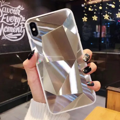 Compatible With Apple, Glitter Diamond Texture  Case For  X XS Max XR 7 Plus Mirror Acrylic Back Cover Cases For  6 S 7 8 Plus Prime Mart