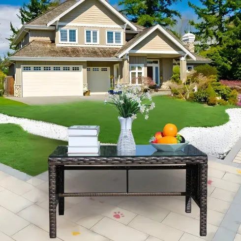 Outdoor Patio Coffee Table – Clear Tempered Glass Table Prime Mart