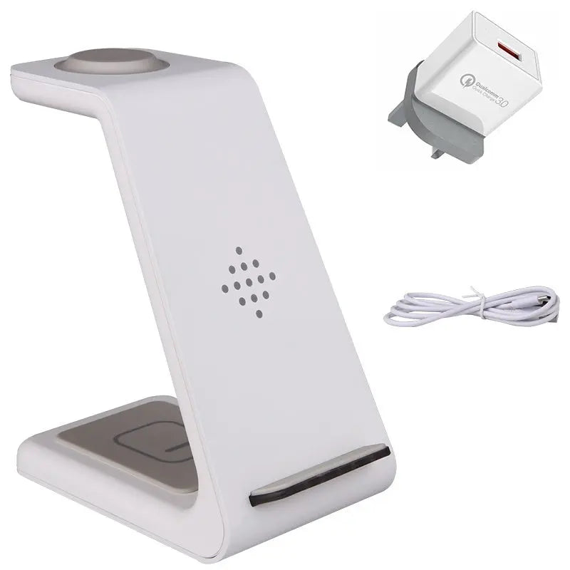 Prime Mart 3-in-1 Fast Charging Station – Wireless Quick Charge Dock & Phone Stand Prime Mart