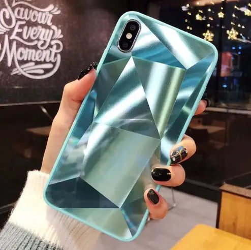 Compatible With Apple, Glitter Diamond Texture  Case For  X XS Max XR 7 Plus Mirror Acrylic Back Cover Cases For  6 S 7 8 Plus Prime Mart