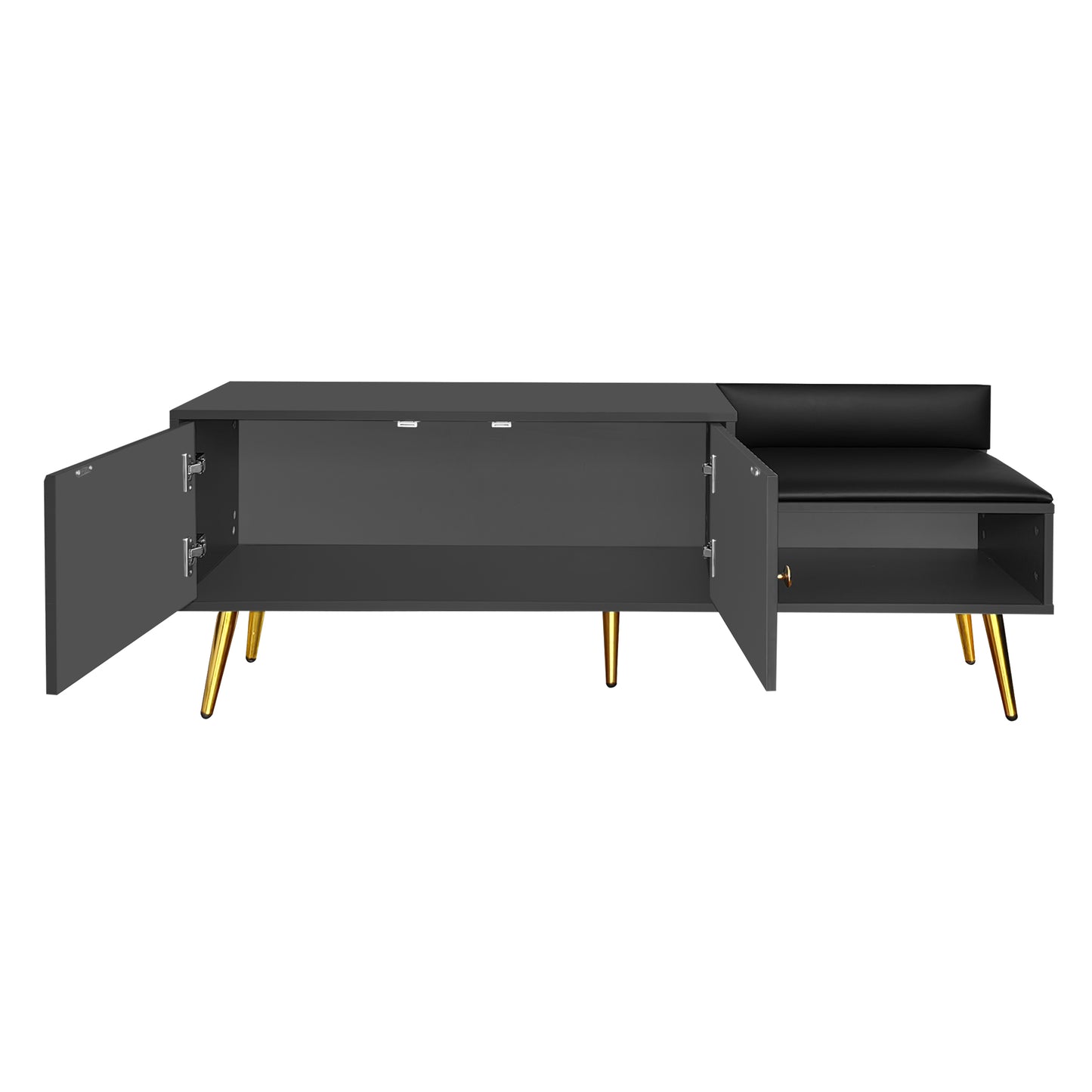 TREXM Modern Shoe Storage Bench with Cushion (Gray)