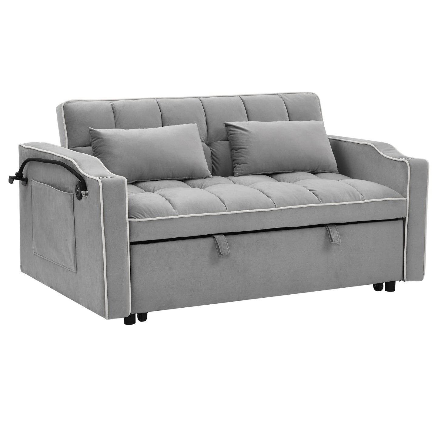 55.5” Foldable Velvet Sofa Bed – Modern Pull-Out, Adjustable in 3 Lengths
