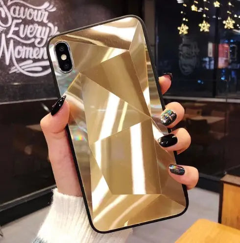 Compatible With Apple, Glitter Diamond Texture  Case For  X XS Max XR 7 Plus Mirror Acrylic Back Cover Cases For  6 S 7 8 Plus Prime Mart