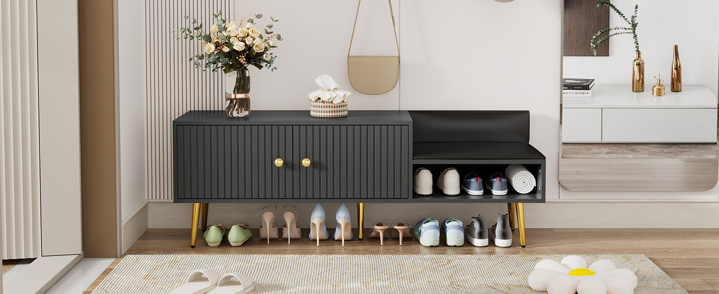 TREXM Modern Shoe Storage Bench with Cushion (Gray)