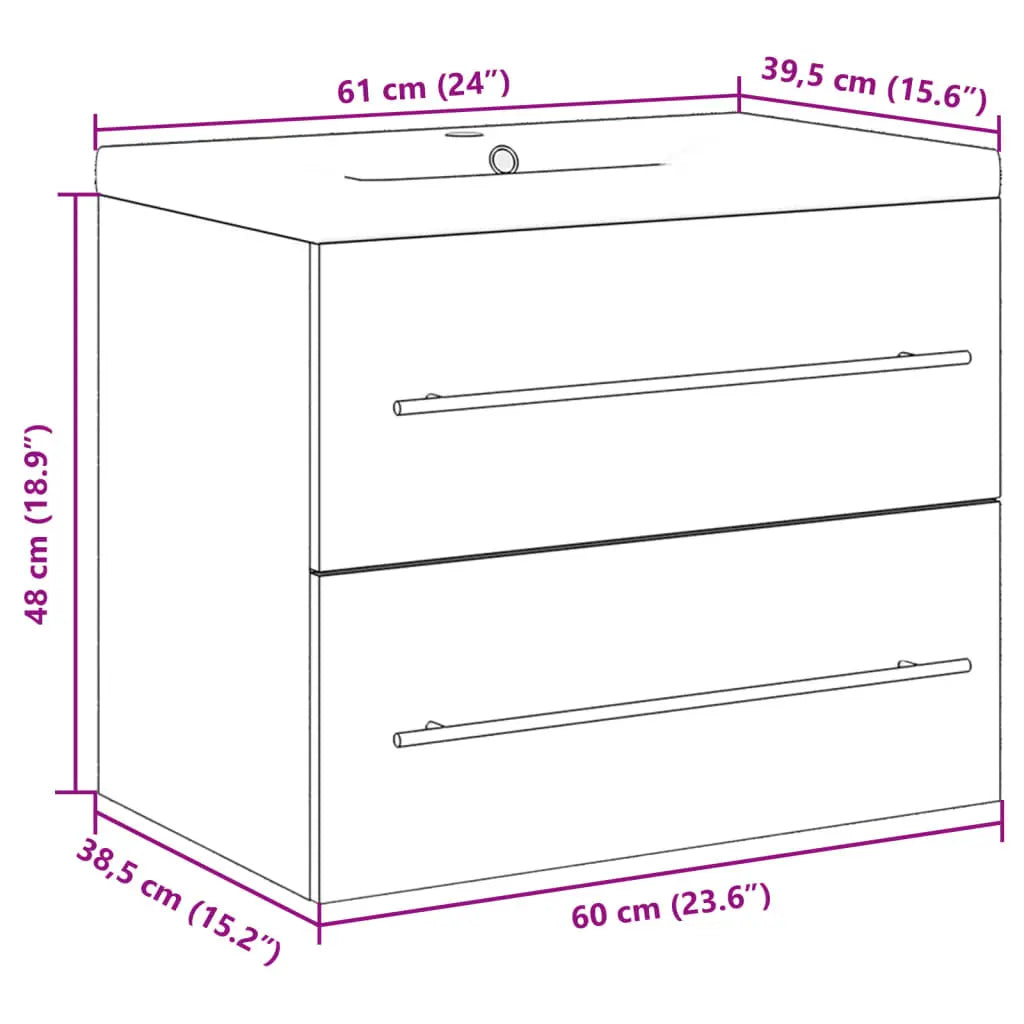 2-Piece Bathroom Furniture Set – Concrete Grey Wood Prime Mart