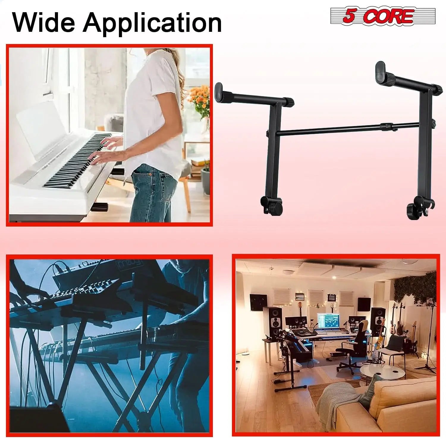 5 Core Keyboard Stand 2 Tier Adjustable Electric Piano Sturdy Foldable Holder 5 Core
