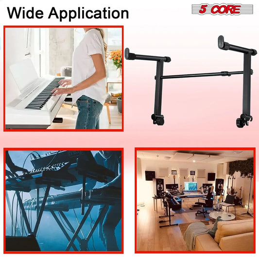 5 Core Keyboard Stand 2 Tier Adjustable Electric Piano Sturdy Foldable Holder 5 Core