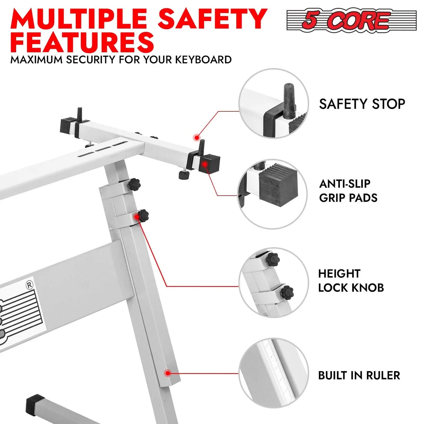 5 Core Keyboard Stand Z Style Height Adjustable Sturdy Piano Riser Lift Holder Stands 5 Core