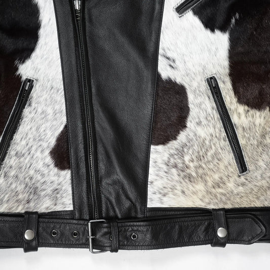 Cowhide Moto Jacket with Hair-On Panels Levante Hub