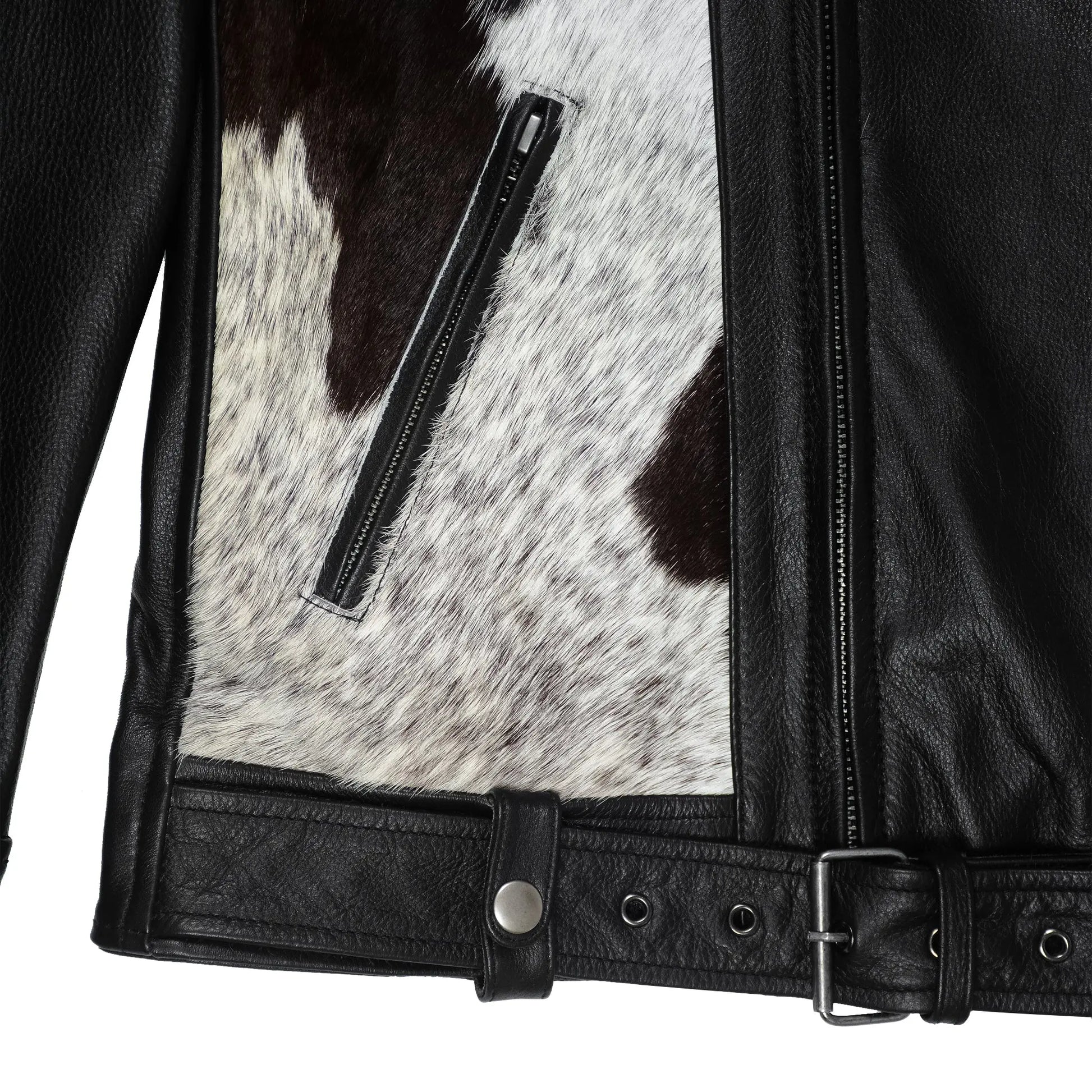 Cowhide Moto Jacket with Hair-On Panels Levante Hub
