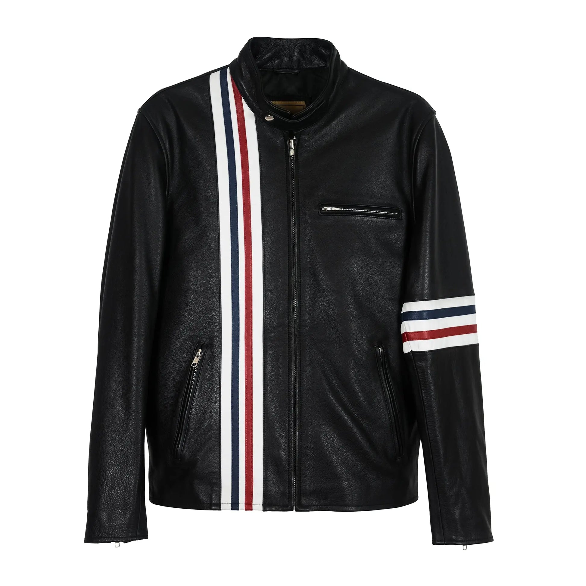 Patriot Racer with American Flag Leather Jacket Levante Hub
