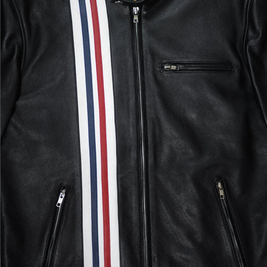 Patriot Racer with American Flag Leather Jacket Levante Hub