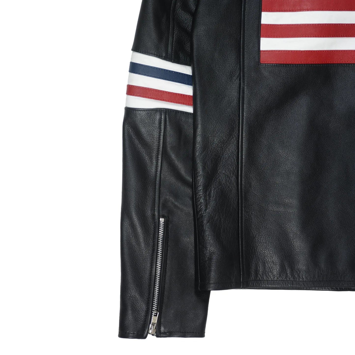 Patriot Racer with American Flag Leather Jacket Levante Hub