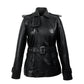 Black Studded Leather Trench Jacket Levante Hub